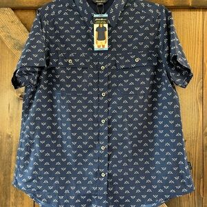 Eddie Bauer Navy Patterned Button-Down Shirt